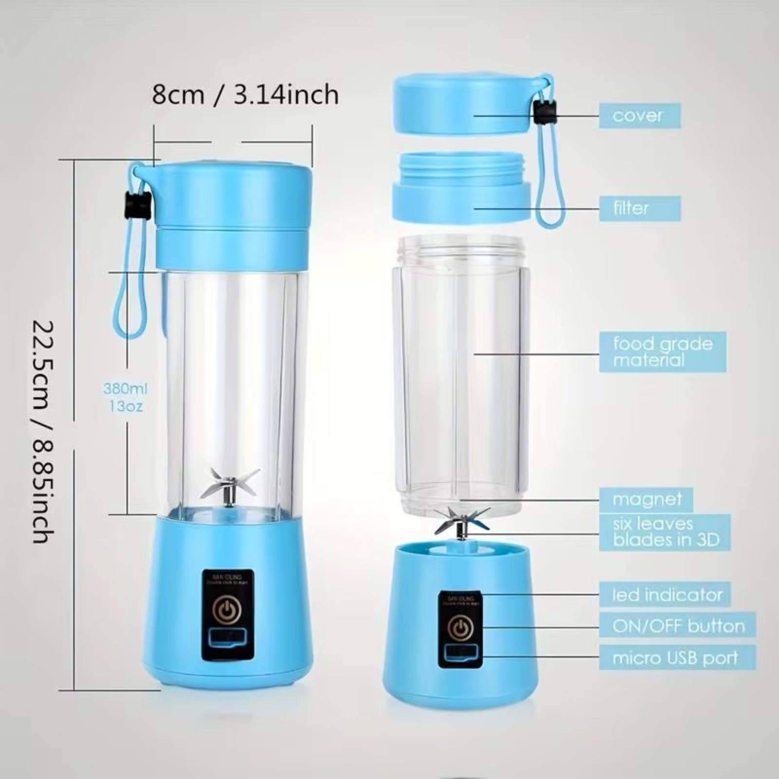 Portable Personal Blender,Mini Juicer Cup Smoothie Maker ,USB Charger